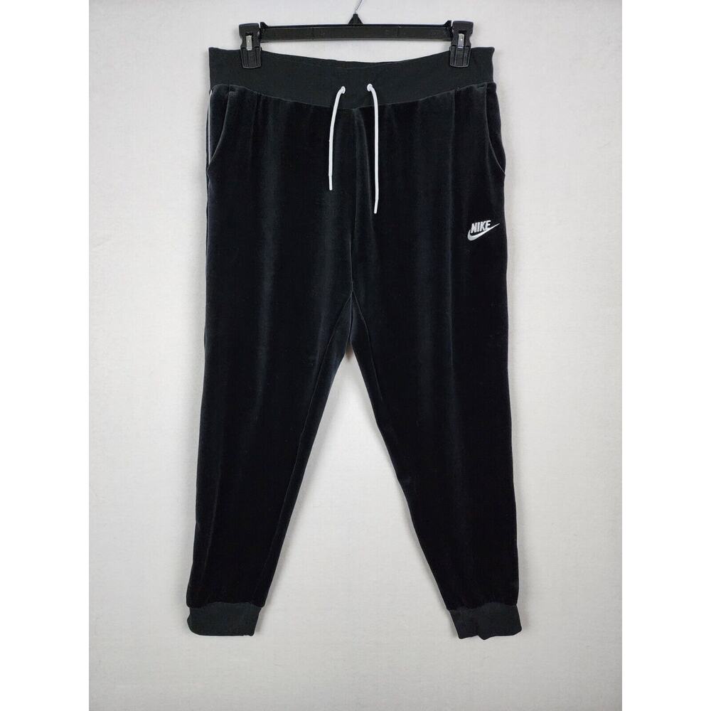 Nike Heritage Velour Velvet Sweatpants Womens L Joggers Stretch Black